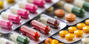 Medication with capsule pills and rounded tablets