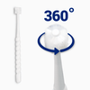 White cleaning brush with a flexible shaft and bristle head on a white background, labeled '360°'.